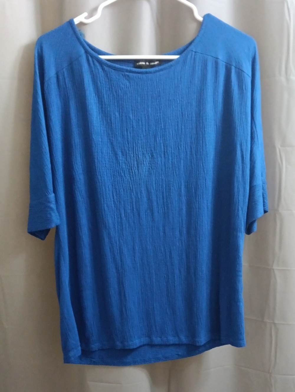 Cable & Gauge Royal Blue Textured Boatneck Top